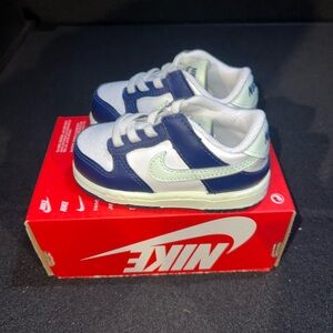 Nike Dunk Low Sail Midnight Navy Volt Tint TD Shoe Size 5c Blue FB9107-127